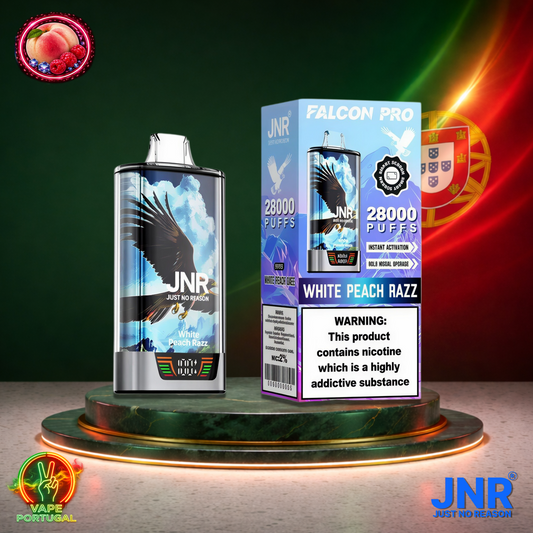 Vape descartável JNR Falcon Pro 28K sabor White Peach Razz 28000 puffs 28K tragadas mais barato