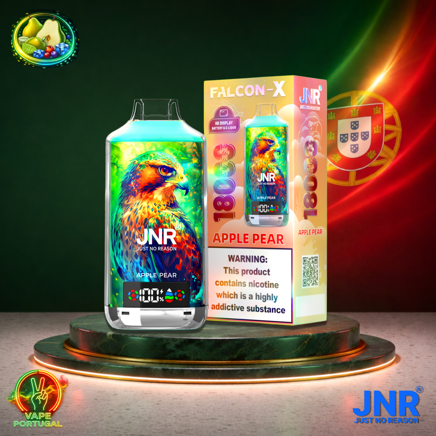 Vape descartável JNR Falcon X 18K sabor Apple Pear 18000 puffs 18K tragadas mais barato
