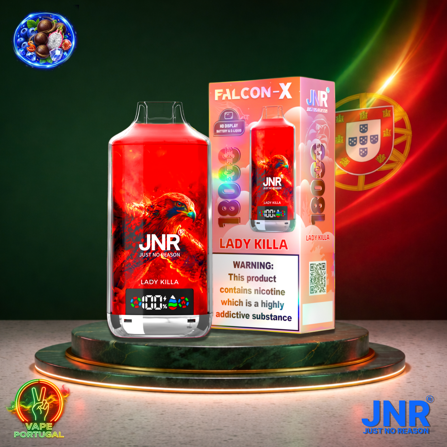 Vape descartável JNR Falcon X 18K sabor Lady Killa 18000 puffs 18K tragadas mais barato