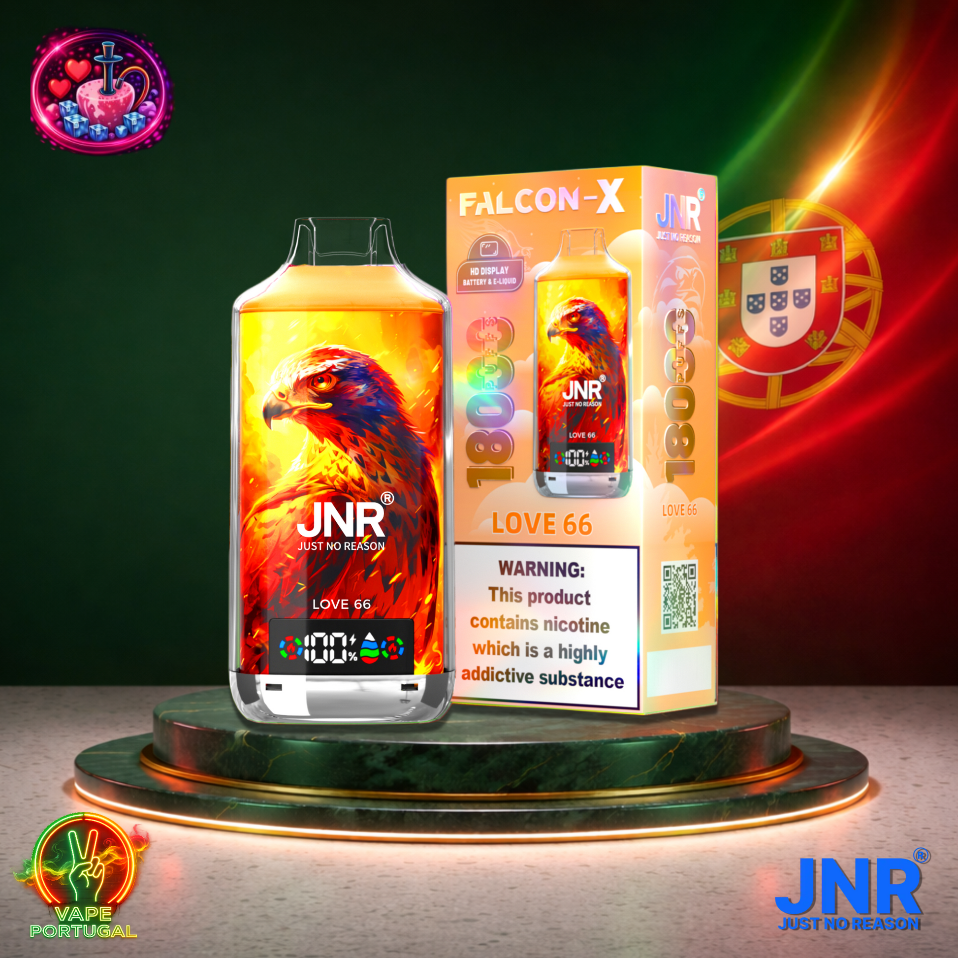 Vape descartável JNR Falcon X 18K sabor Love 66 18000 puffs 18K tragadas mais barato