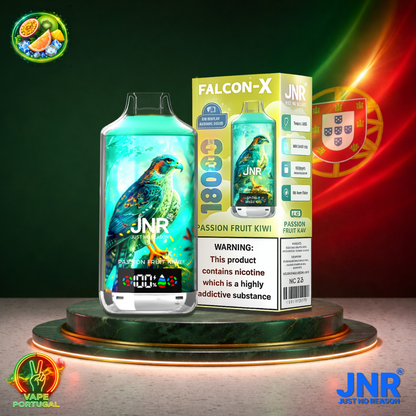 Vape descartável JNR Falcon X 18K sabor Passion Fruit Kiwi 18000 puffs 18K tragadas mais barato