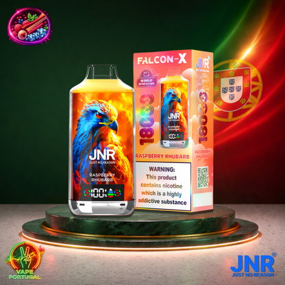 Vape descartável JNR Falcon X 18K sabor Raspberry Rhubarb 18000 puffs 18K tragadas mais barato
