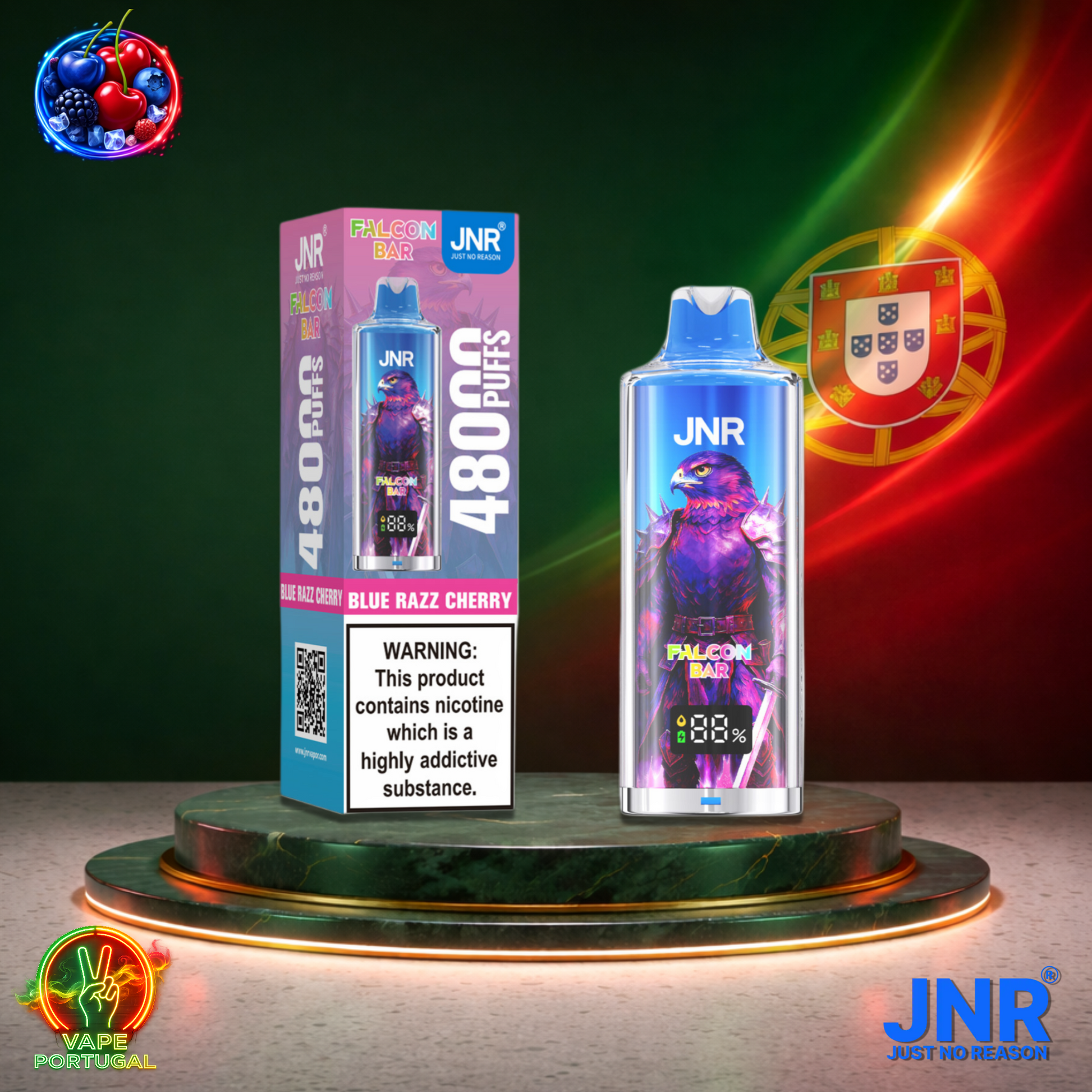 Vape descartável JNR Falcon Bar 48K sabor Blue Razz Cherry 48.000 puffs 48K tragadas mais barato