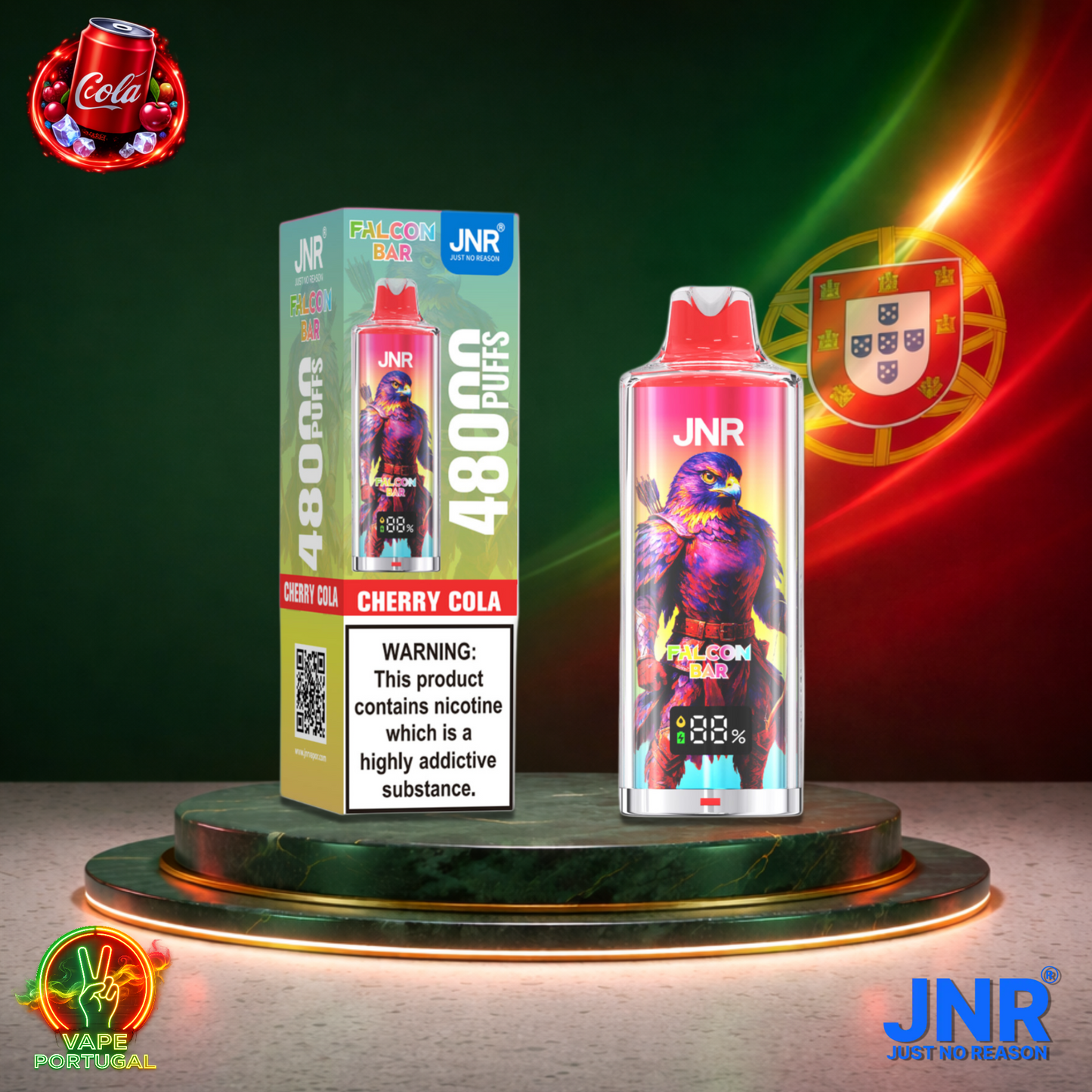 Vape descartável JNR FalconBar 48K sabor Cherry Cola 48000 puffs 48K tragadas mais barato