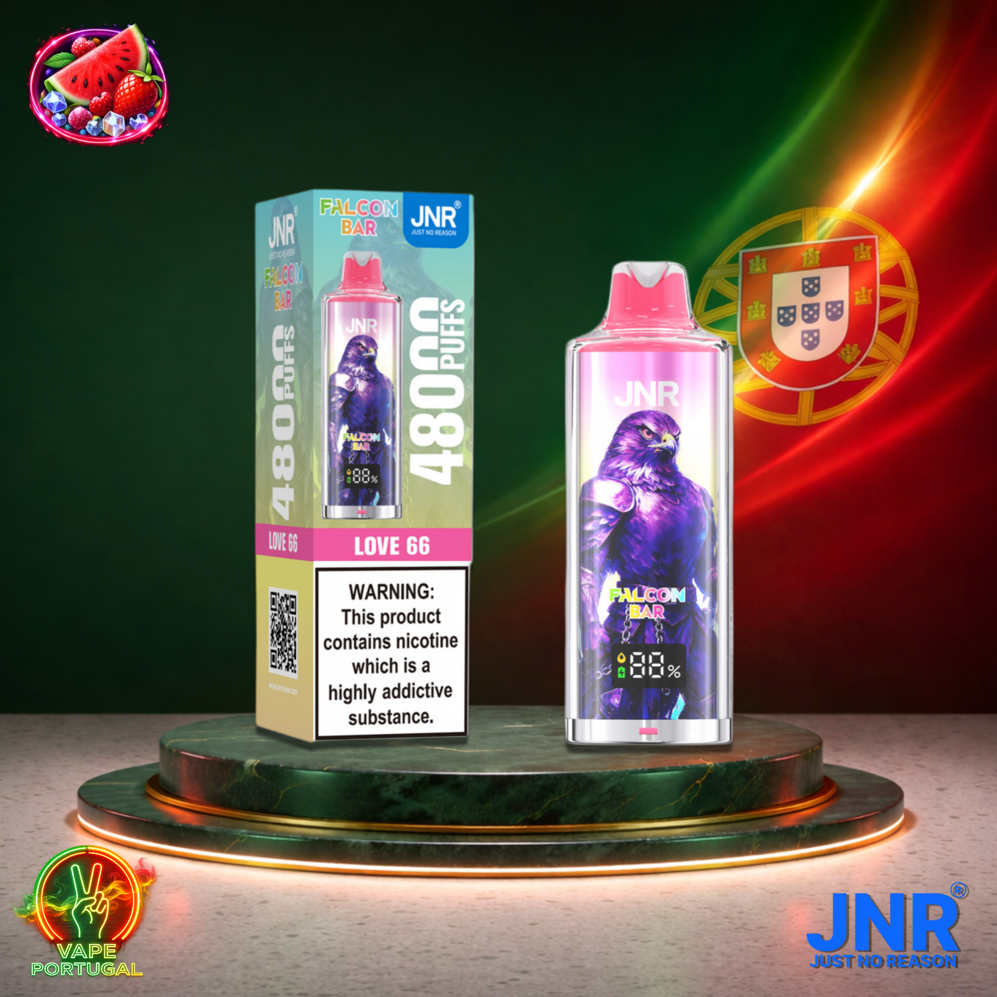 Vape descartável JNR FalconBar 48K sabor Love 66 48000 puffs 48K tragadas mais barato