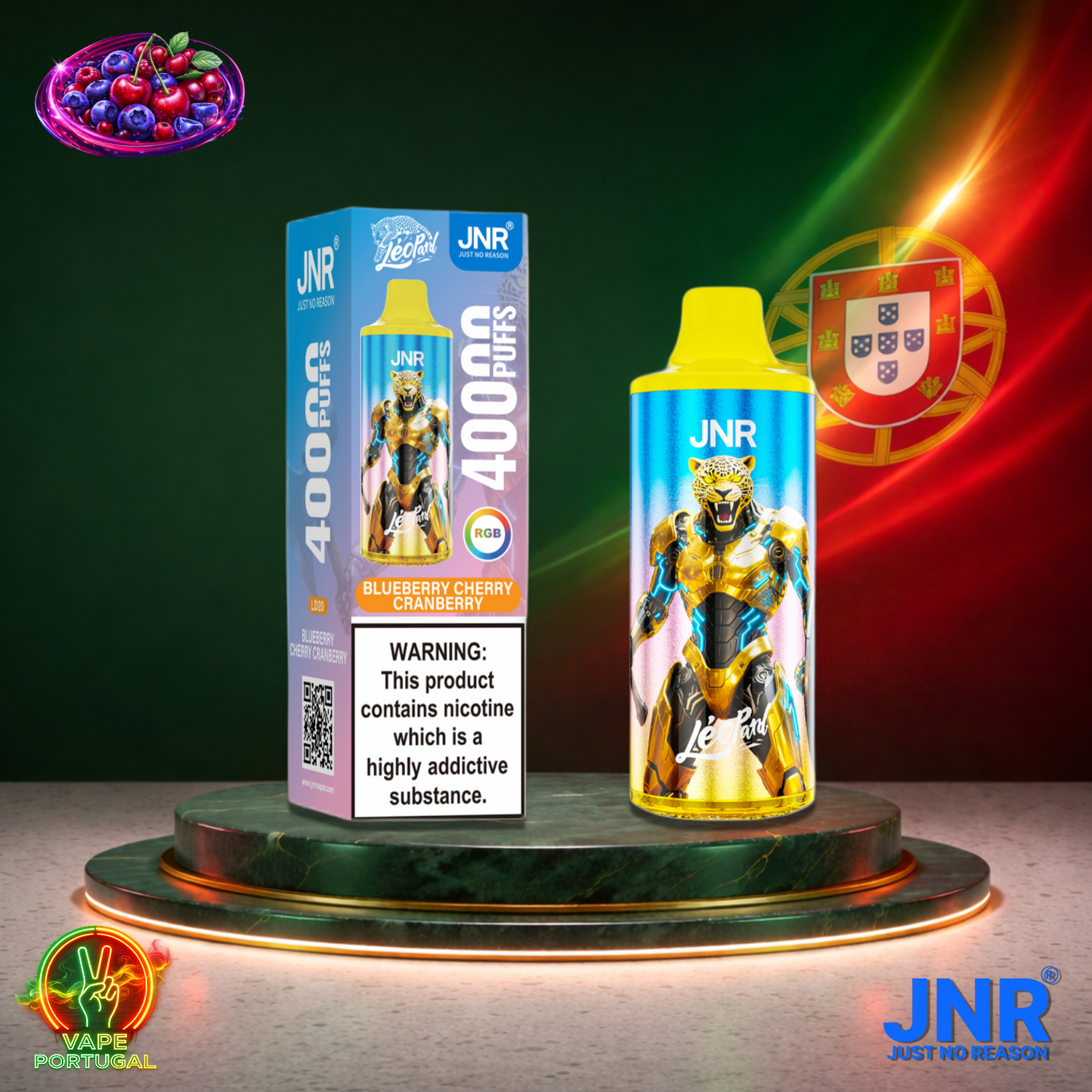 Vape descartável JNR Leopard sabor Blueberry Cherry Cranberry 40000 puffs 40K tragadas mais barato