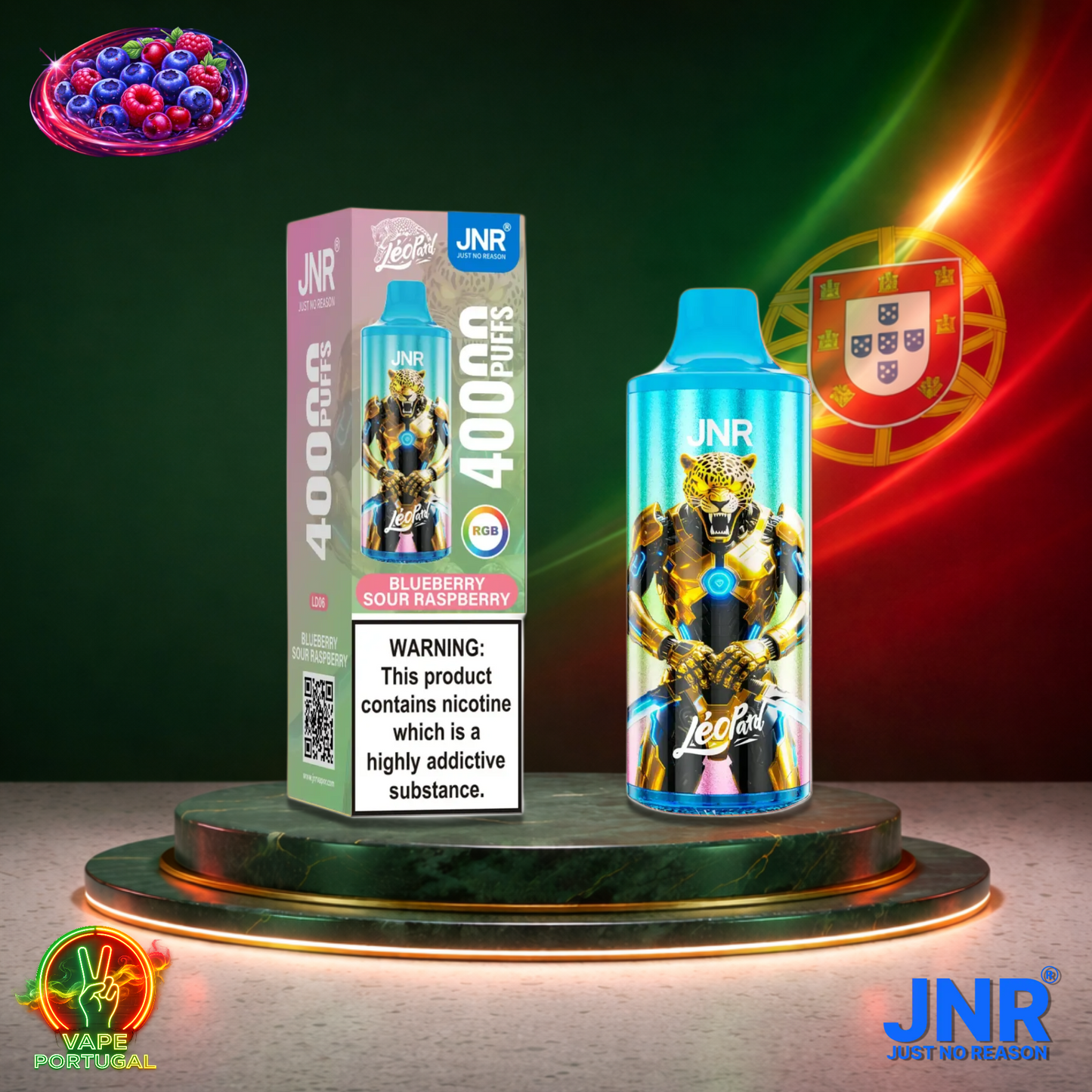Vape descartável JNR Leopard sabor Blueberry Sour Raspberry 40000 puffs 40K tragadas mais barato