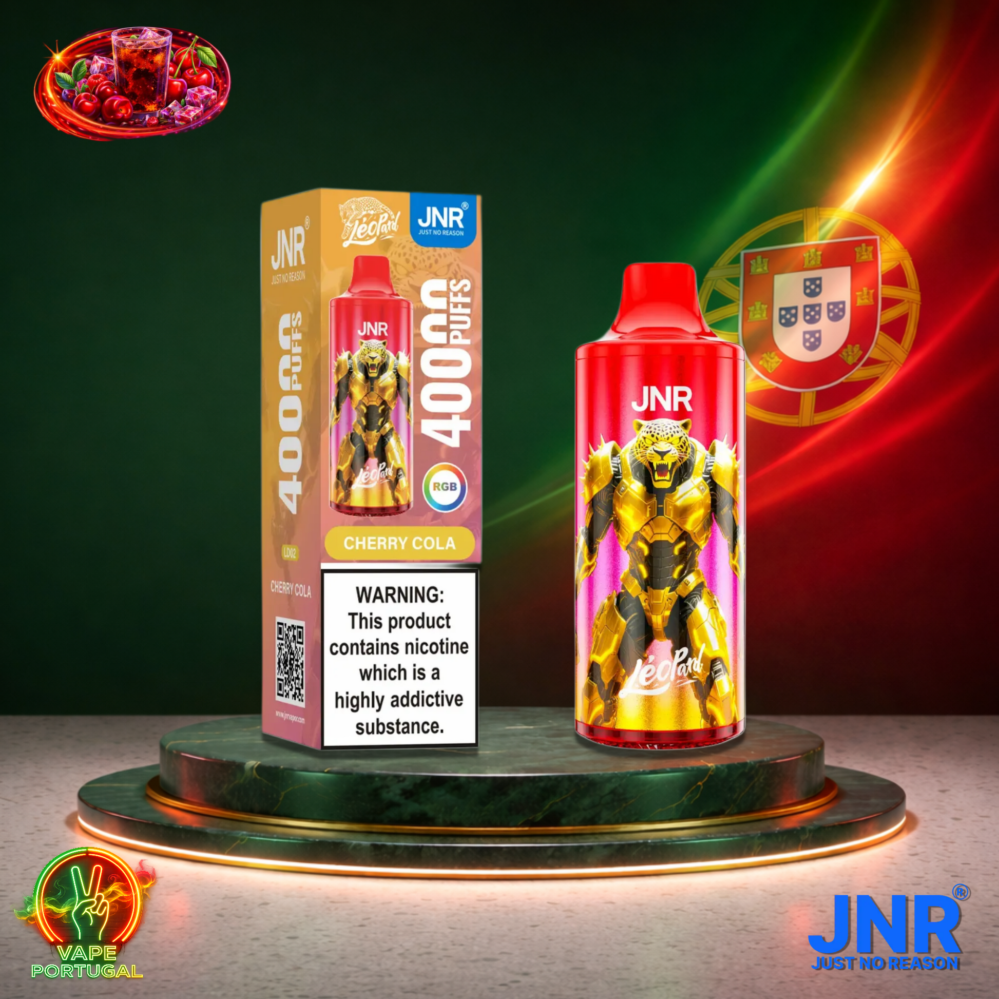 Vape descartável JNR Leopard sabor Cherry Cola 40000 puffs 40K tragadas mais barato