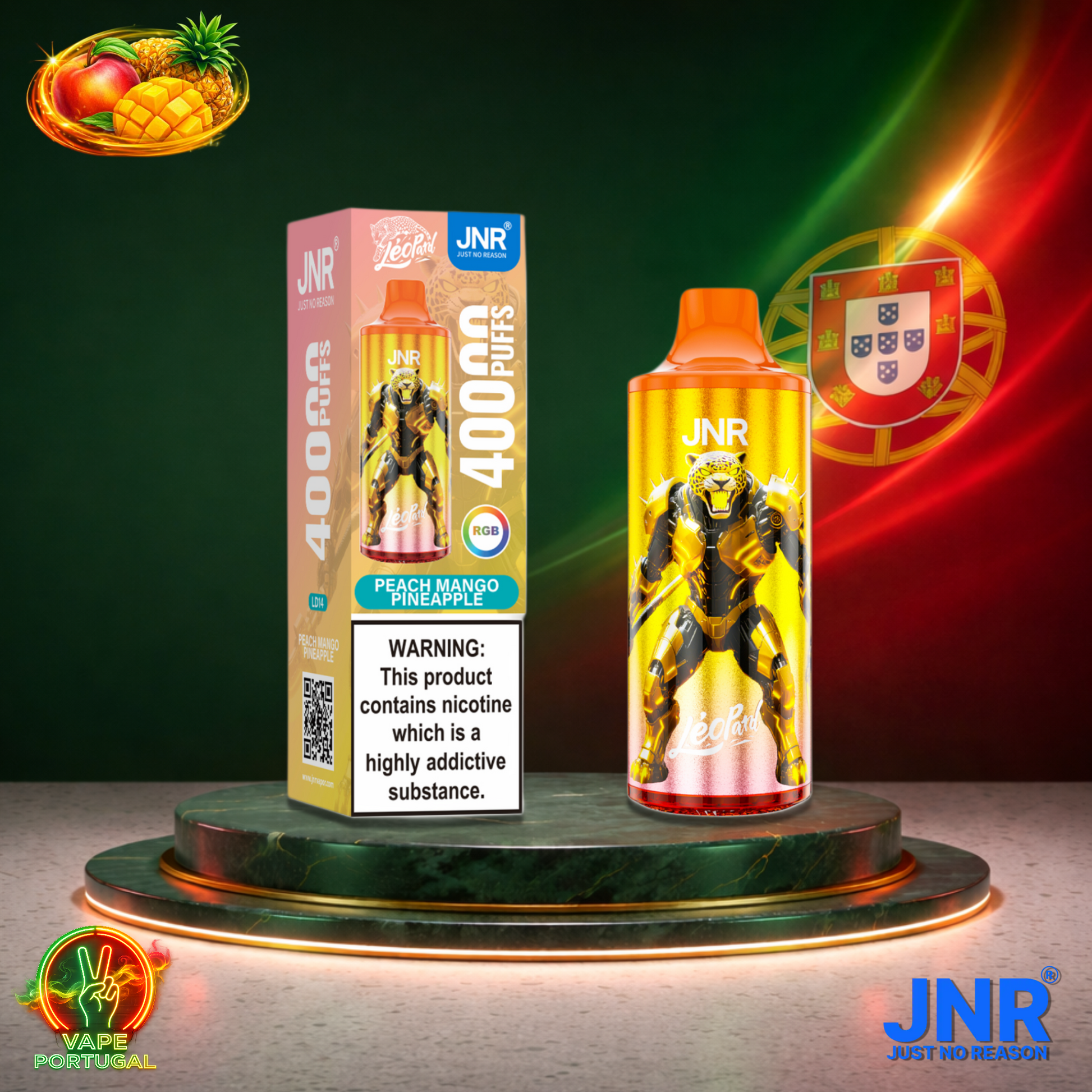 Vape descartável JNR Leopard sabor Peach Mango Pineapple 40000 puffs 40K tragadas mais barato