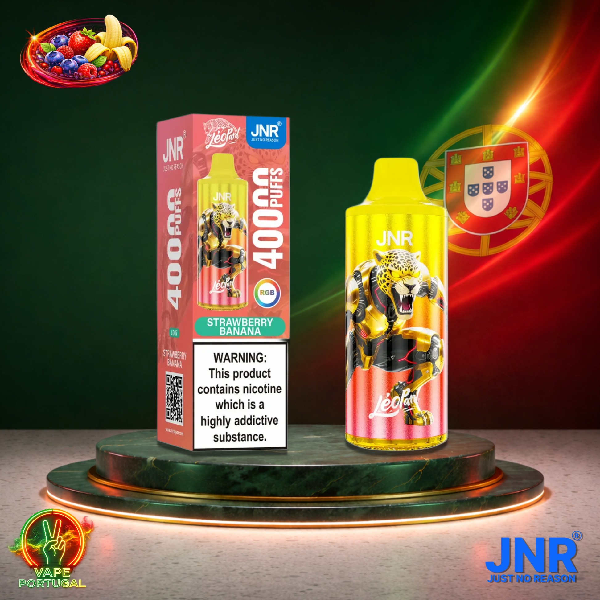 Vape descartável JNR Leopard sabor Strawberry Banana 40000 puffs 40K tragadas mais barato