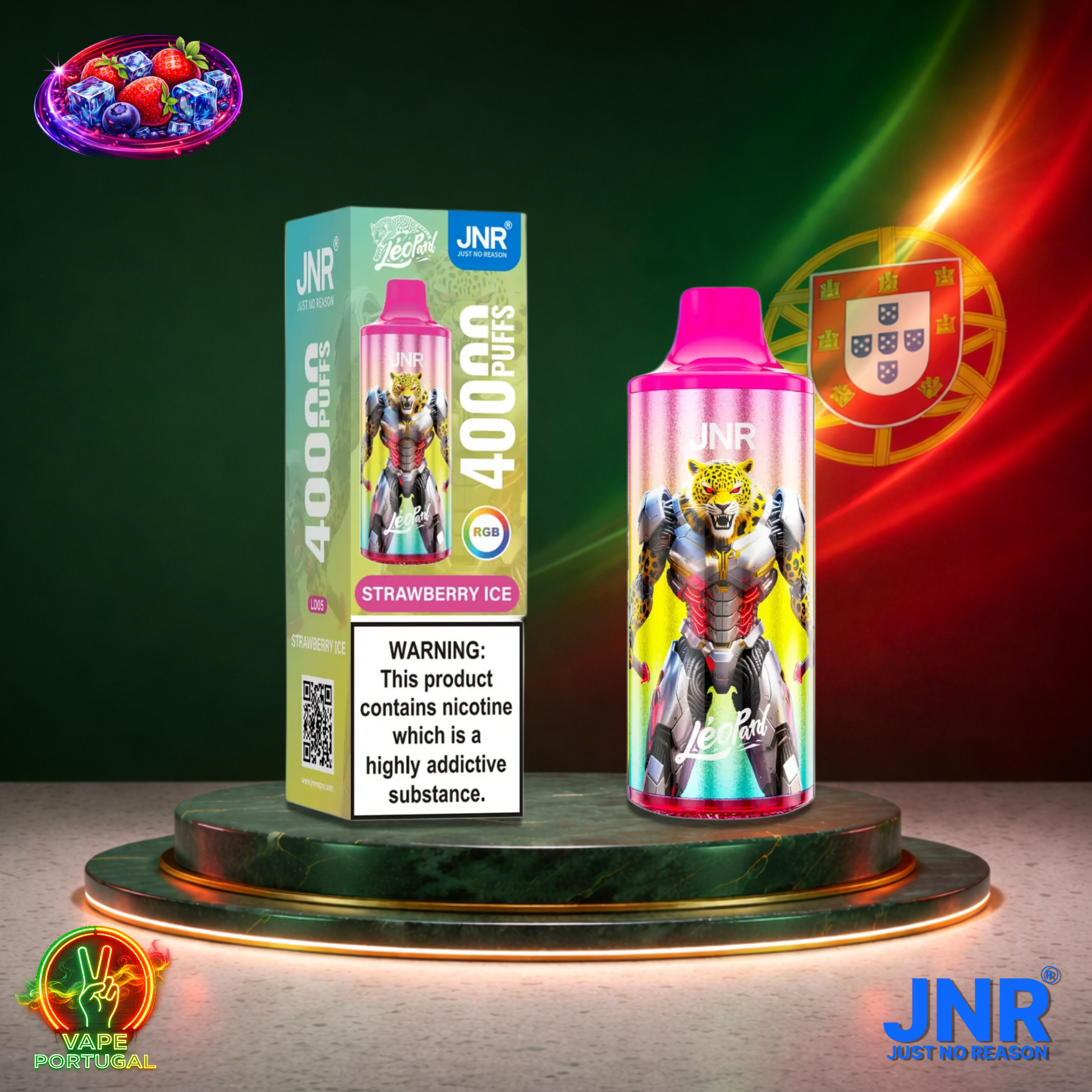 Vape descartável JNR Leopard sabor Strawberry Ice 40000 puffs 40K tragadas mais barato