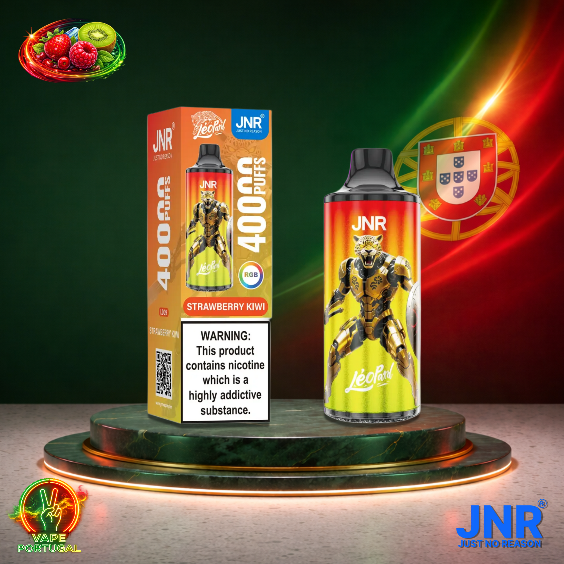 Vape descartável JNR Leopard sabor Strawberry Kiwi 40000 puffs 40K tragadas mais barato