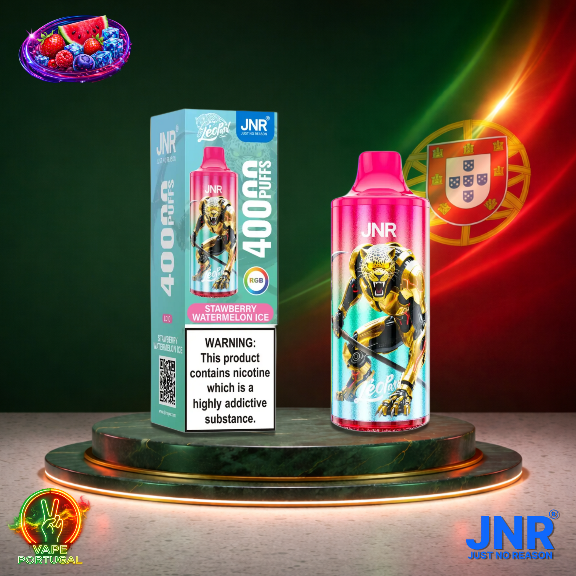Vape descartável JNR Leopard sabor Strawberry Watermelon Ice 40000 puffs 40K tragadas mais barato