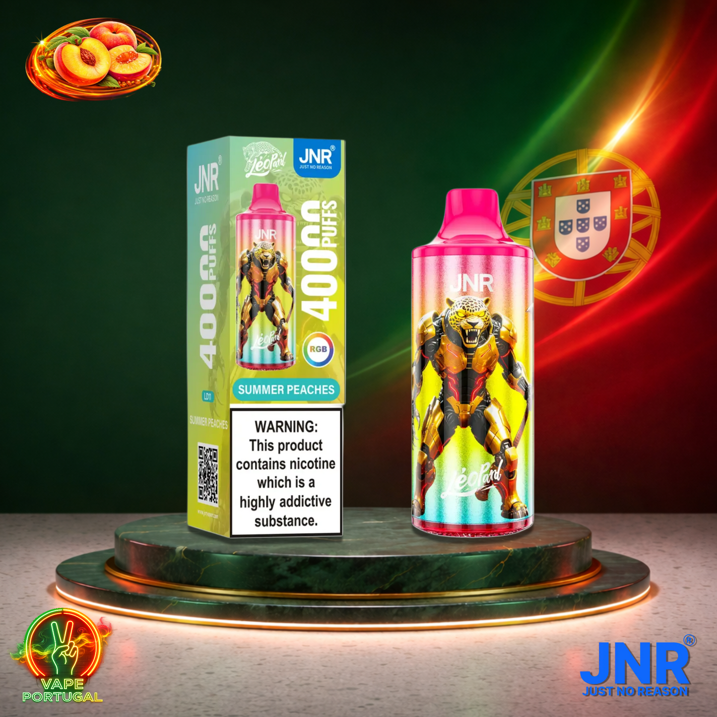 Vape descartável JNR Leopard sabor Summer Peaches 40000 puffs 40K tragadas mais barato