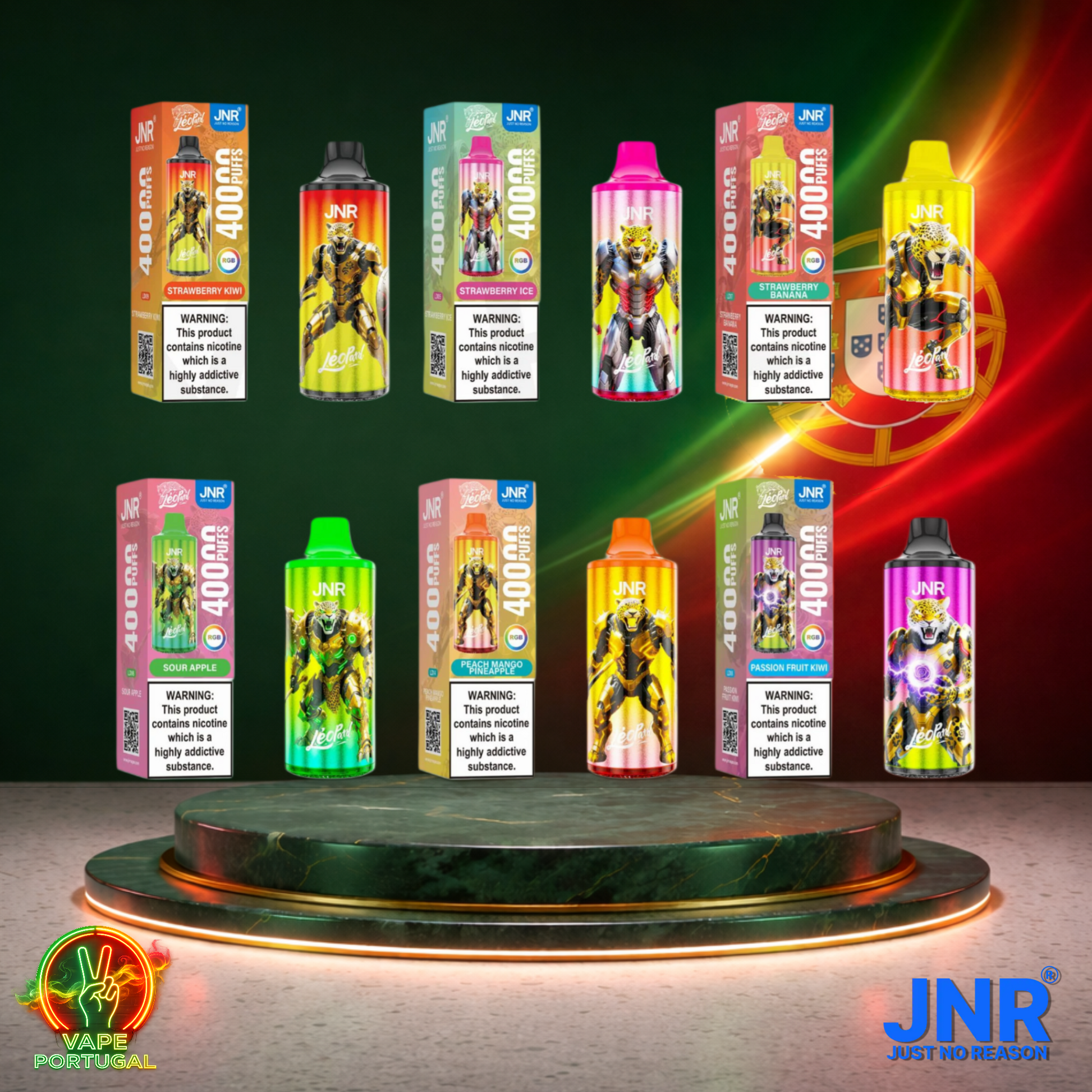 Vape descartável JNR Leopard vários sabores 40000 puffs 40K tragadas imagem frontal mais barato