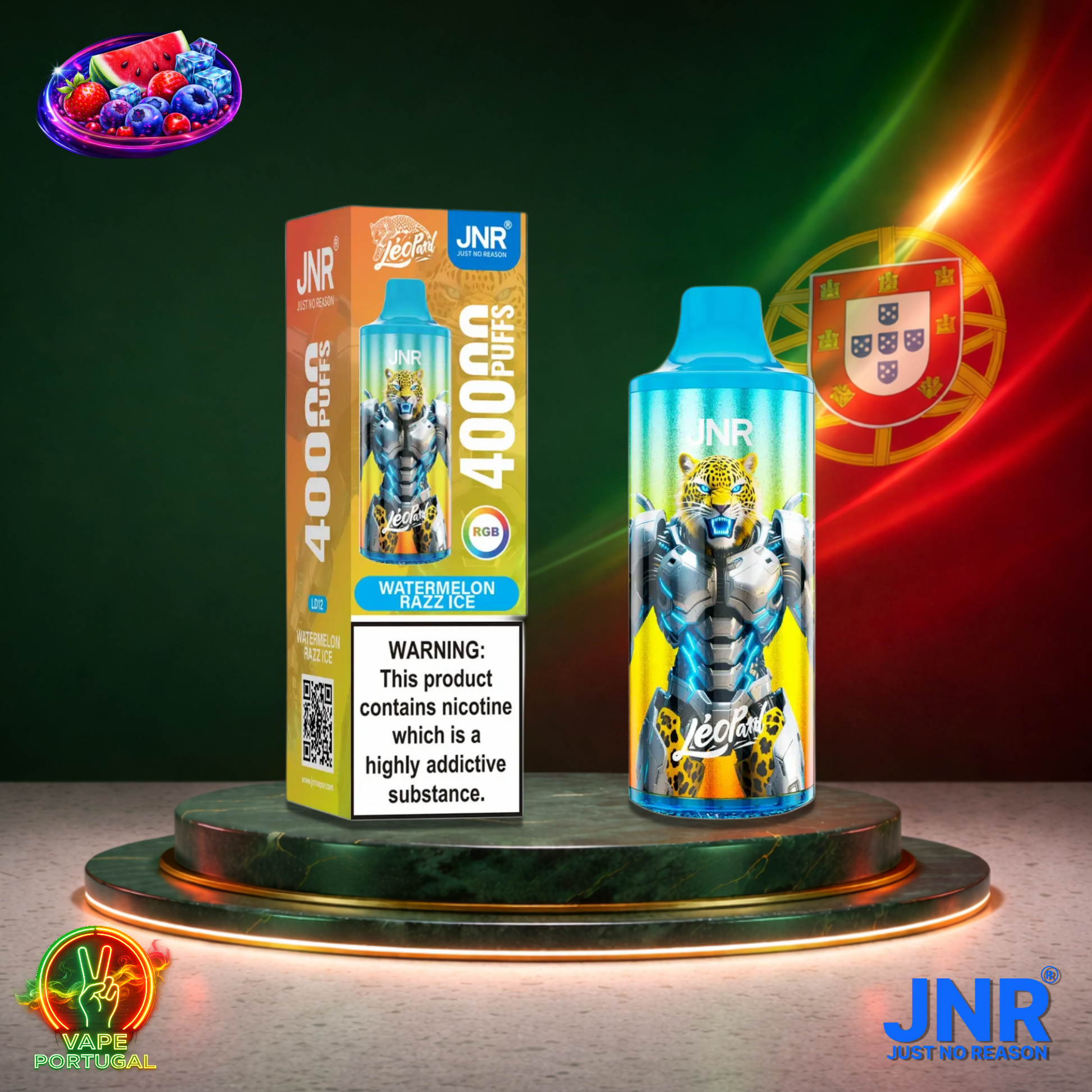 Vape descartável JNR Leopard sabor Watermelon Razz Ice 40000 puffs 40K tragadas mais barato