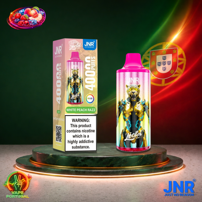 Vape descartável JNR Leopard sabor White Peach Razz 40000 puffs 40K tragadas mais barato
