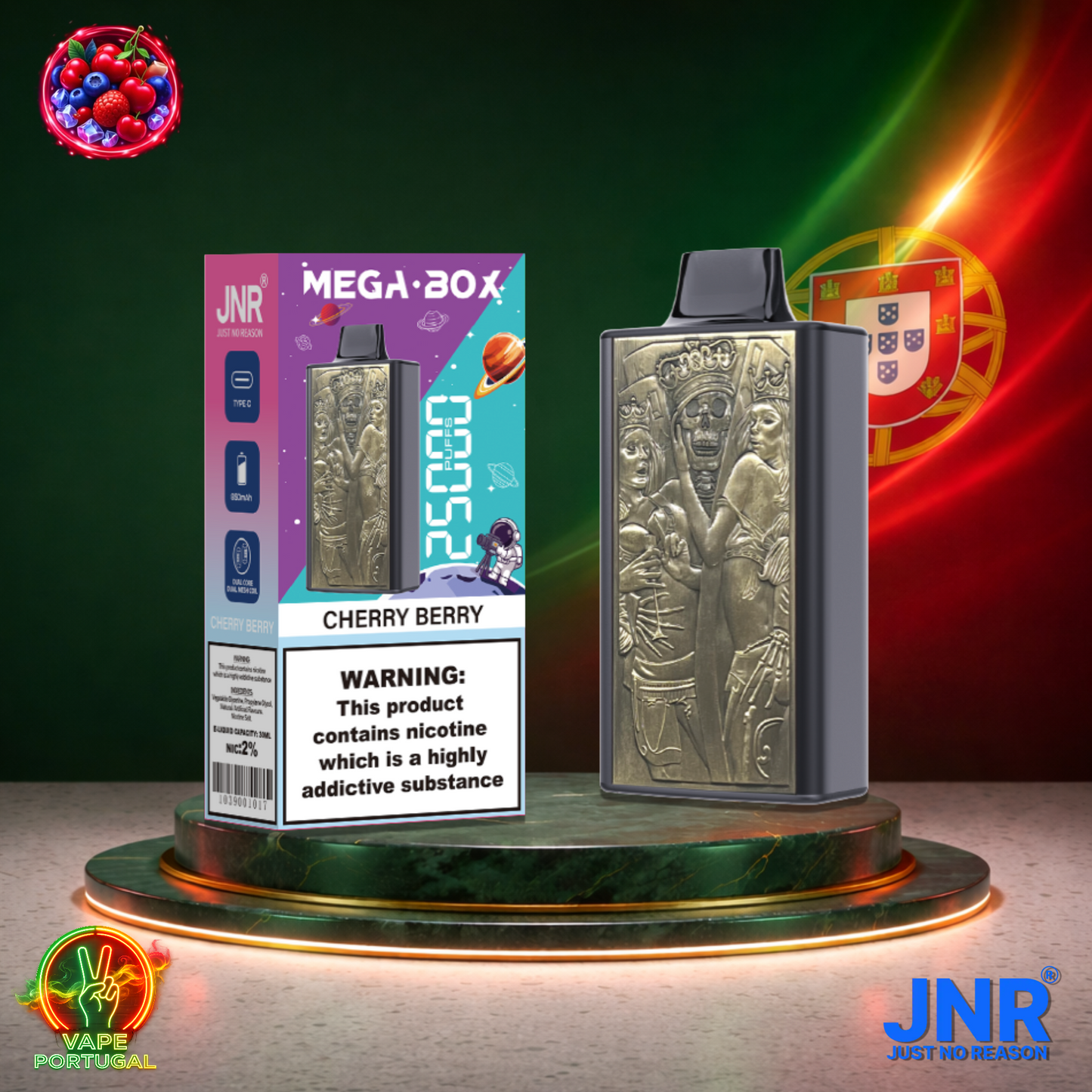 Vape descartável JNR Mega Box 25K sabor Cherry Berry 25000 puffs 25K tragadas mais barato