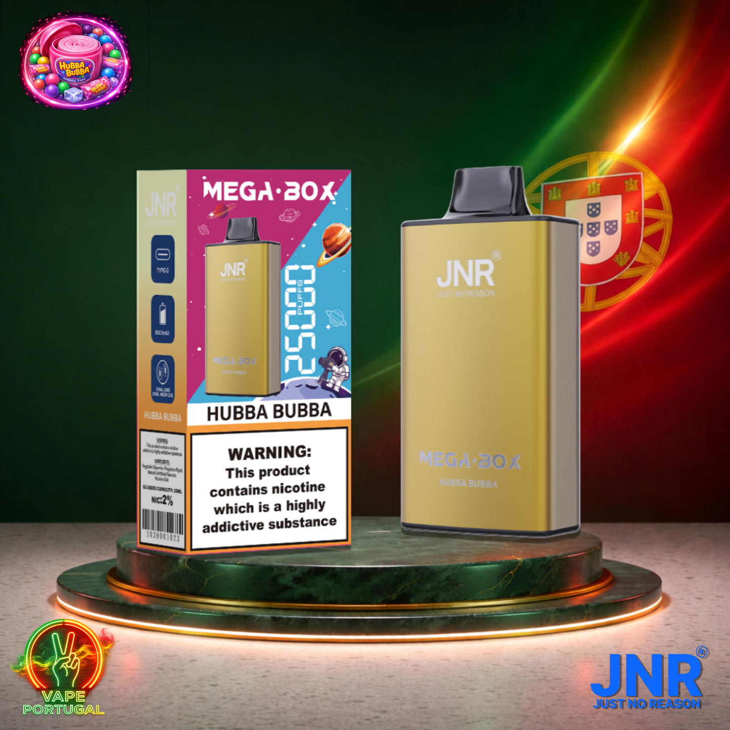 Vape descartável JNR Mega Box 25K sabor Hubba Bubba 25000 puffs 25K tragadas mais barato