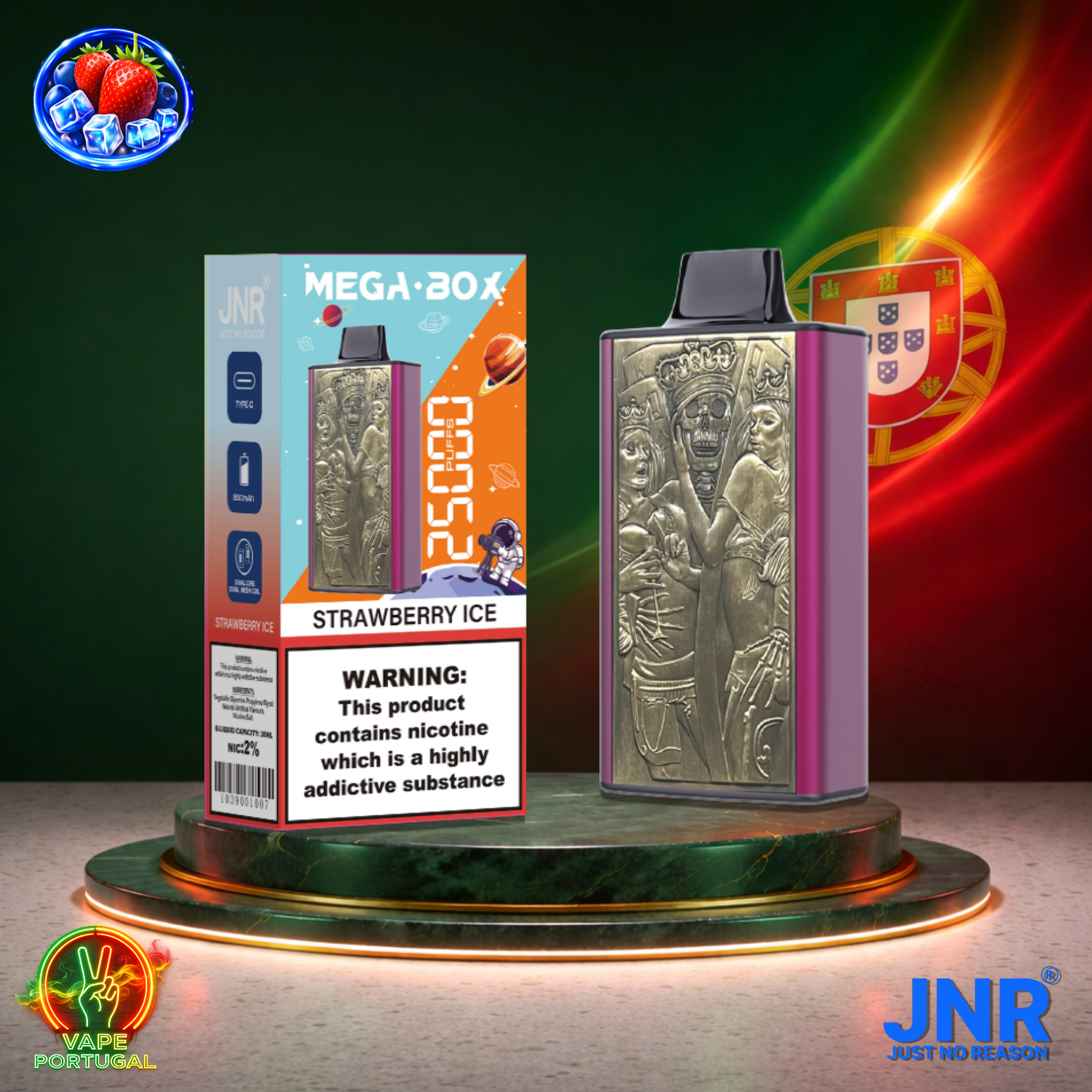 Vape descartável JNR Mega Box 25K sabor Strawberry Ice 25000 puffs 25K tragadas mais barato