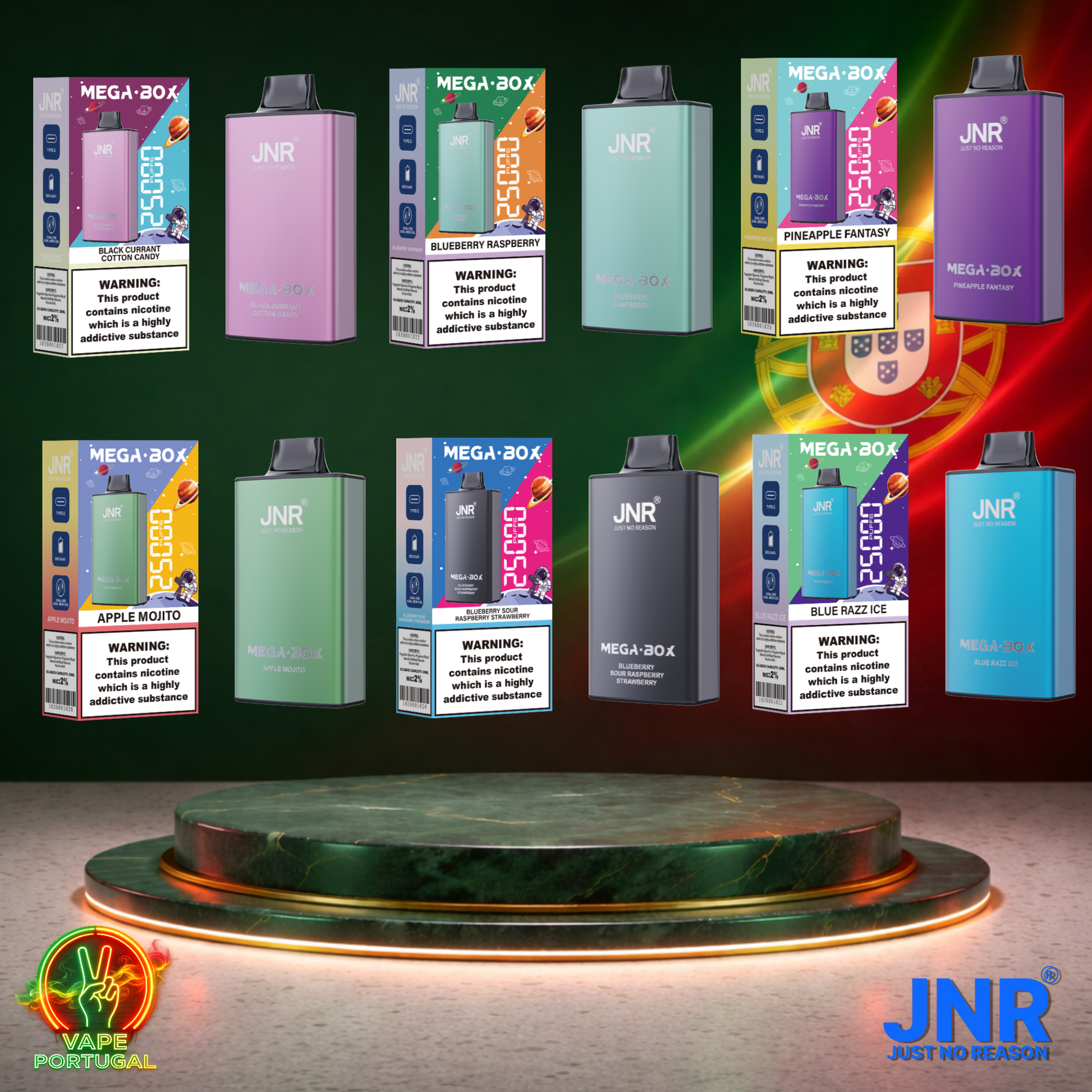 Vape descartável JNR Mega Box 25K sabor Vários Sabores (Caixa) 25000 puffs 25K tragadas mais barato