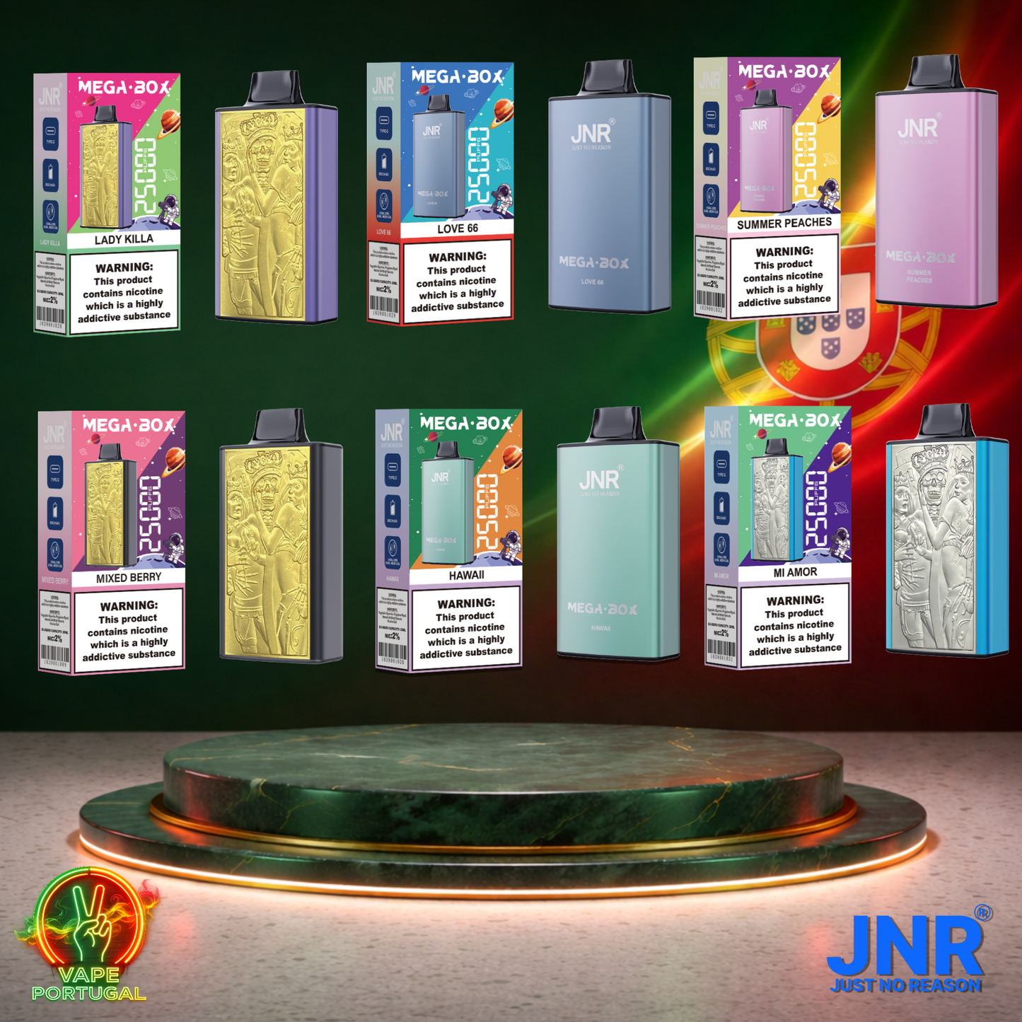 Vape descartável JNR Mega Box 25K sabor Vários Sabores (Detalhe) 25000 puffs 25K tragadas mais barato
