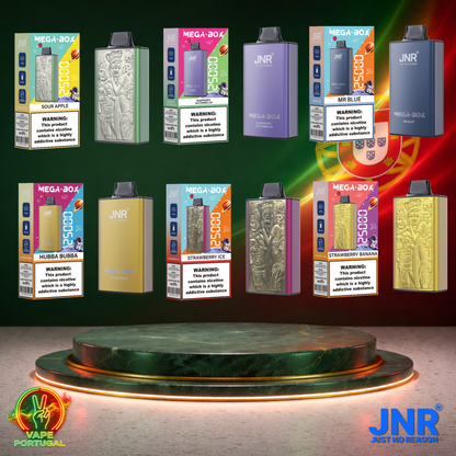 Vape descartável JNR Mega Box 25K sabor Vários Sabores (Lateral) 25000 puffs 25K tragadas mais barato