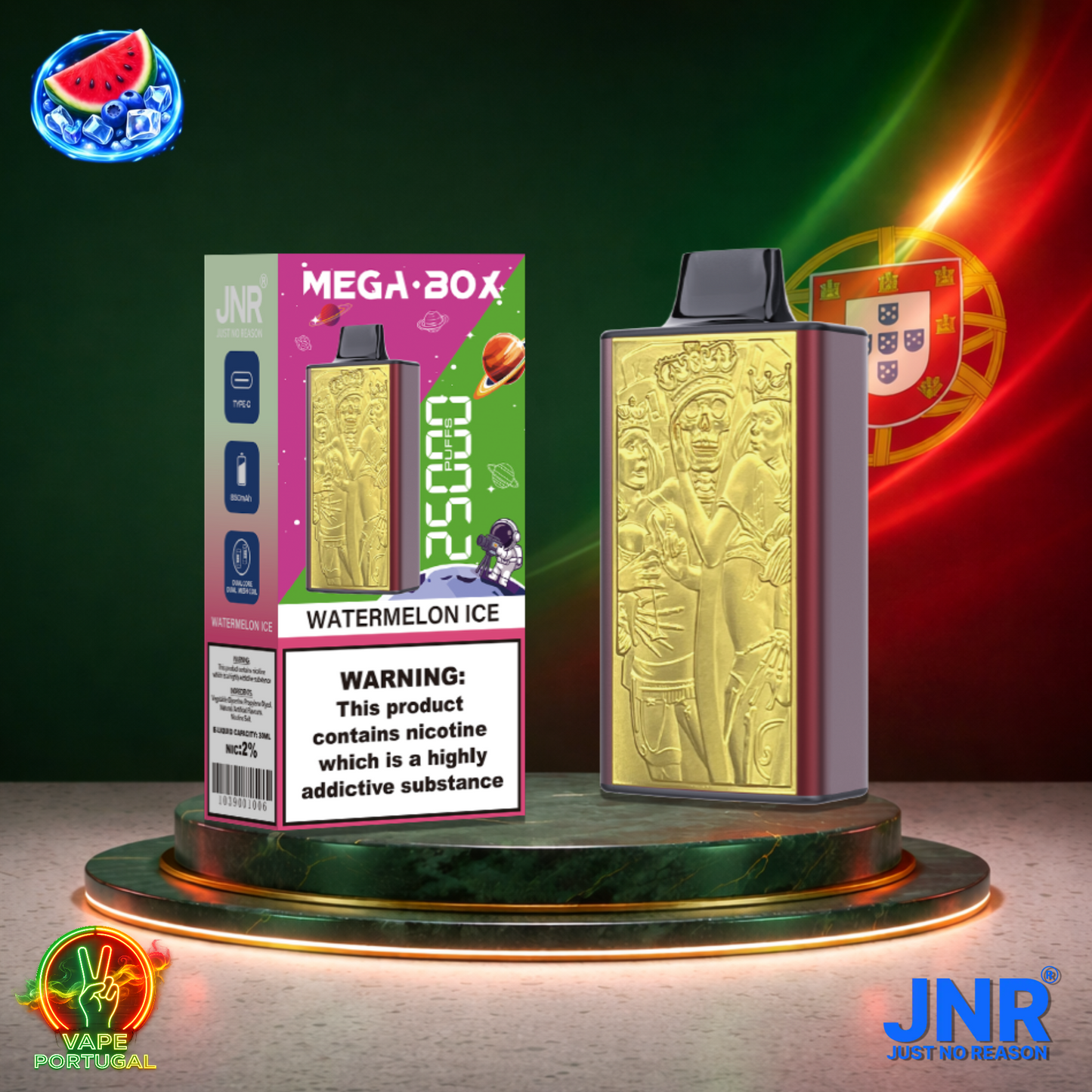 Vape descartável JNR Mega Box 25K sabor Watermelon Ice 25000 puffs 25K tragadas mais barato