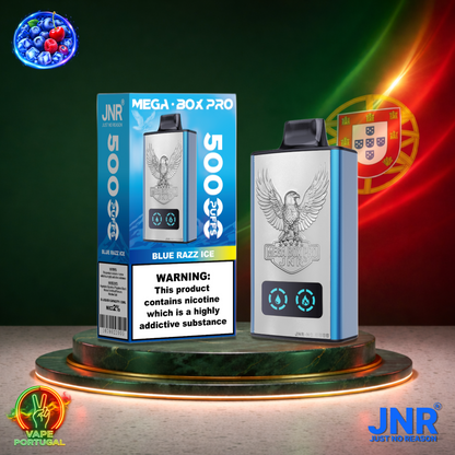 Vape descartável JNR Mega Box Pro sabor Blue Razz Ice 50000 puffs 50K tragadas mais barato