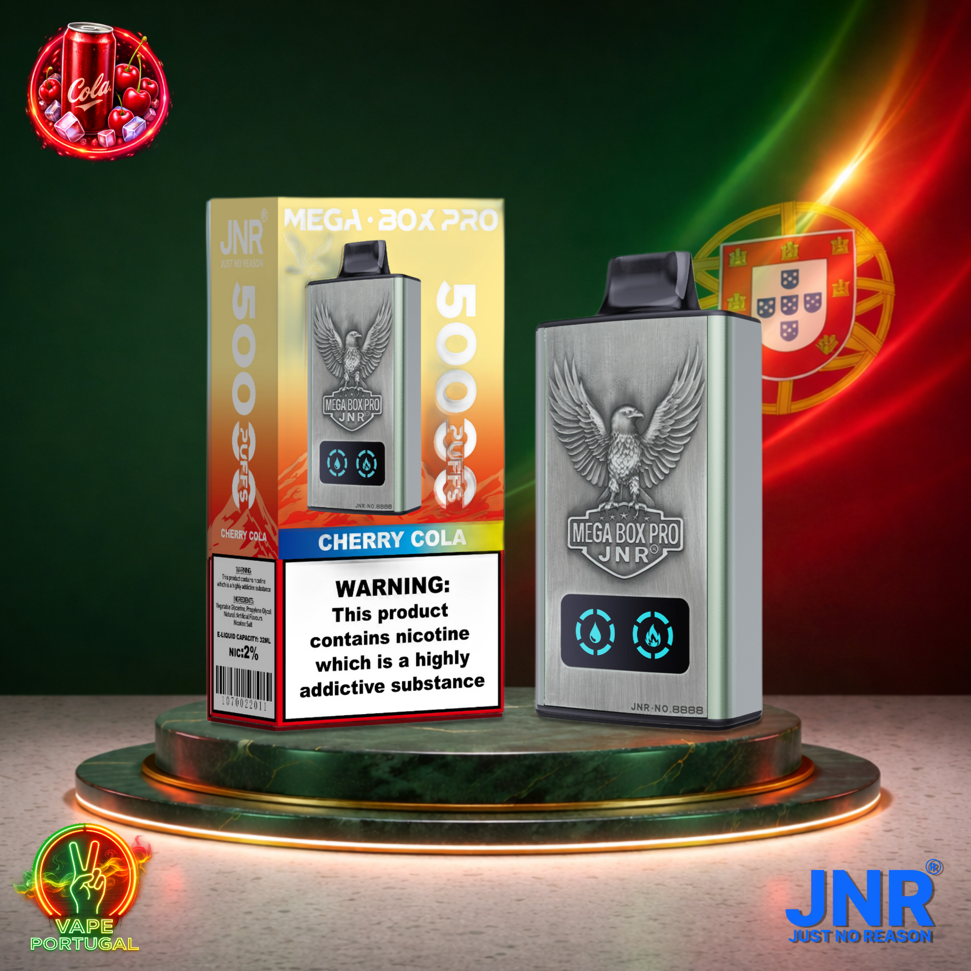 Vape descartável JNR Mega Box Pro sabor Cherry Cola 50000 puffs 50K tragadas mais barato