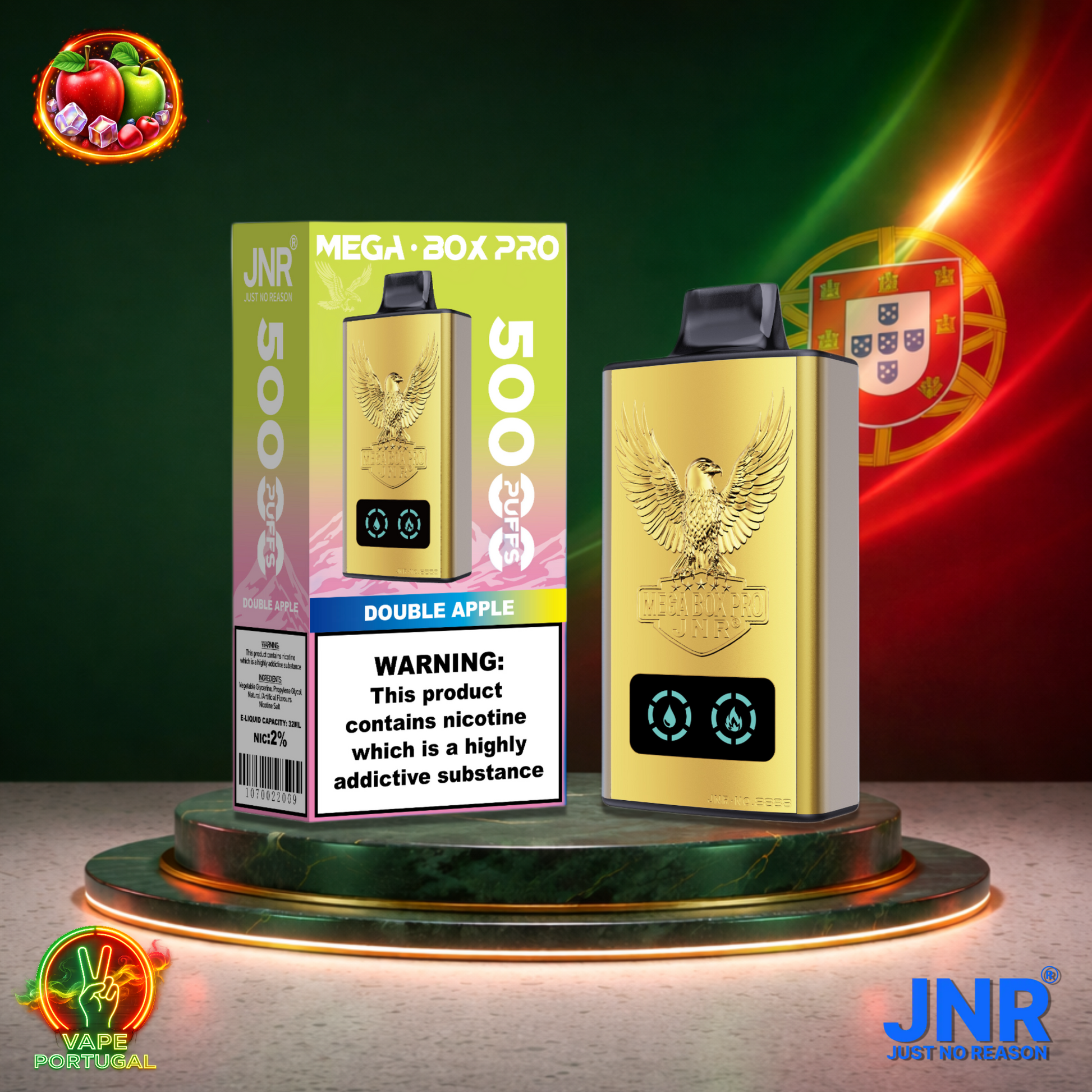 Vape descartável JNR Mega Box Pro sabor Double Apple 50000 puffs 50K tragadas mais barato