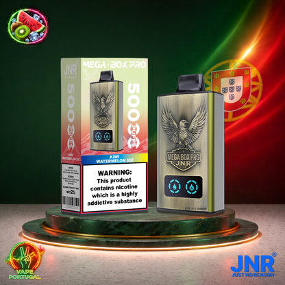 Vape descartável JNR Mega Box Pro sabor Kiwi Watermelon Ice 50000 puffs 50K tragadas mais barato