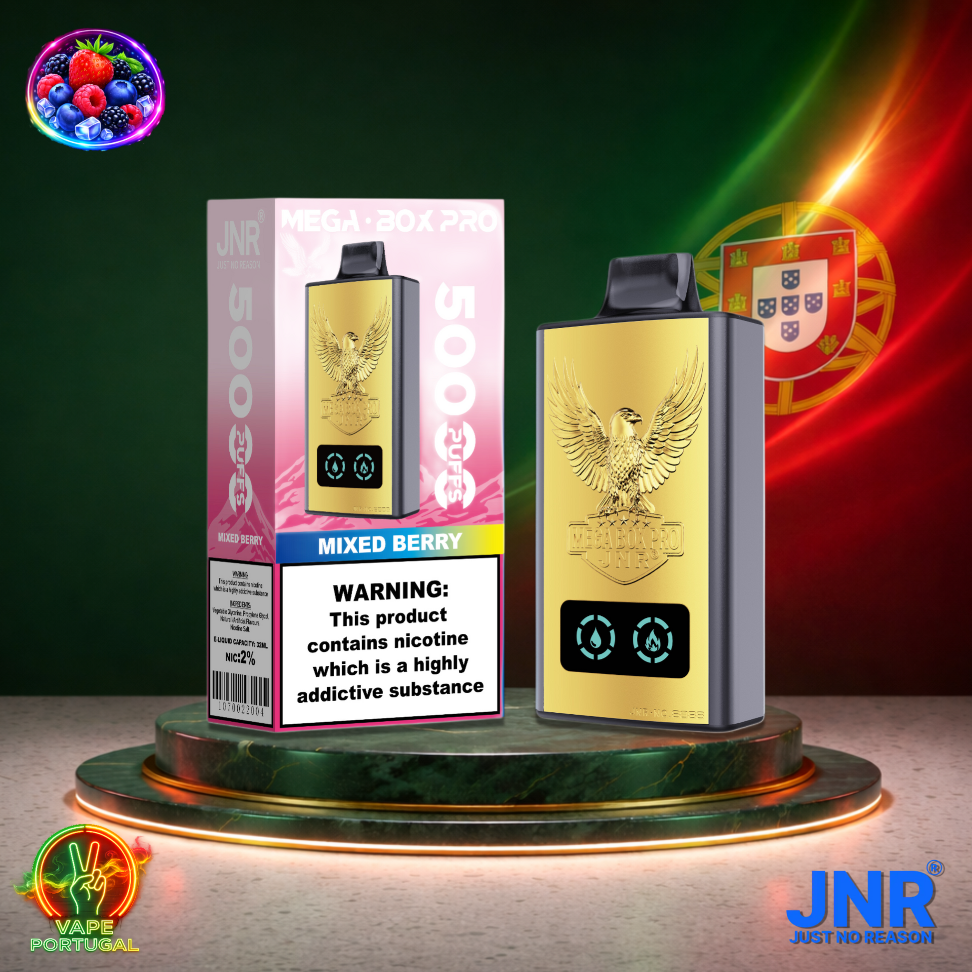 Vape descartável JNR Mega Box Pro sabor Mixed Berry 50000 puffs 50K tragadas mais barato