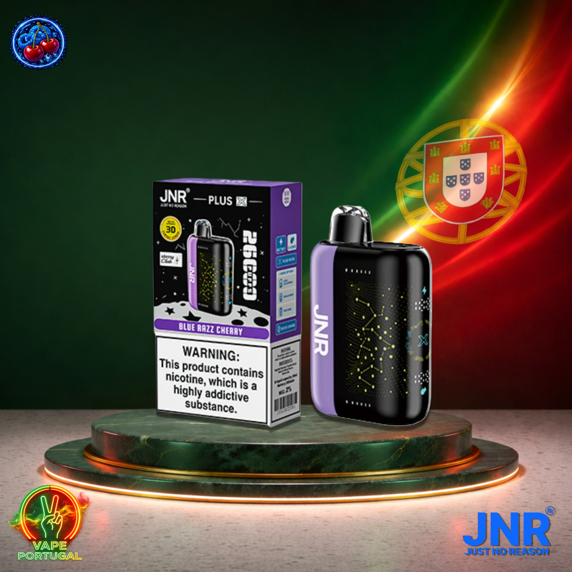 Vape descartável JNR Plus X 26K sabor Blue Razz Cherry 26000 puffs 26K tragadas mais barato