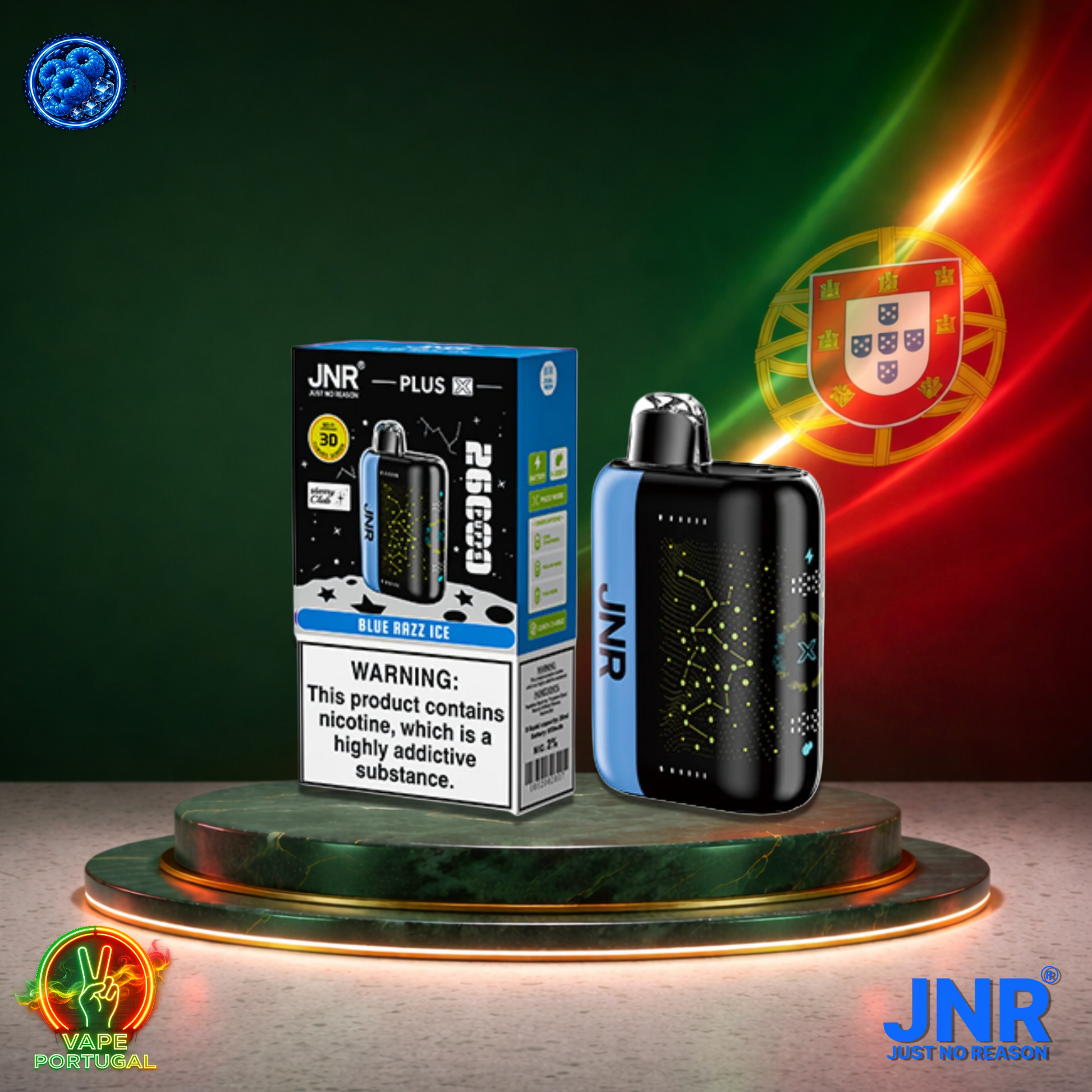 Vape descartável JNR Plus X 26K sabor Blue Razz Ice 26000 puffs 26K tragadas mais barato