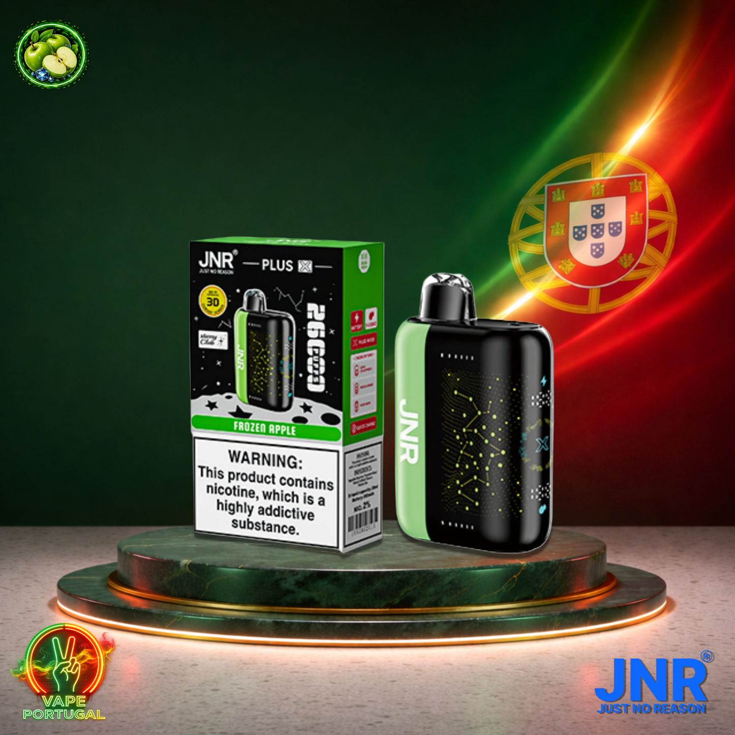 Vape descartável JNR Plus X 26K sabor Frozen Apple 26000 puffs 26K tragadas mais barato