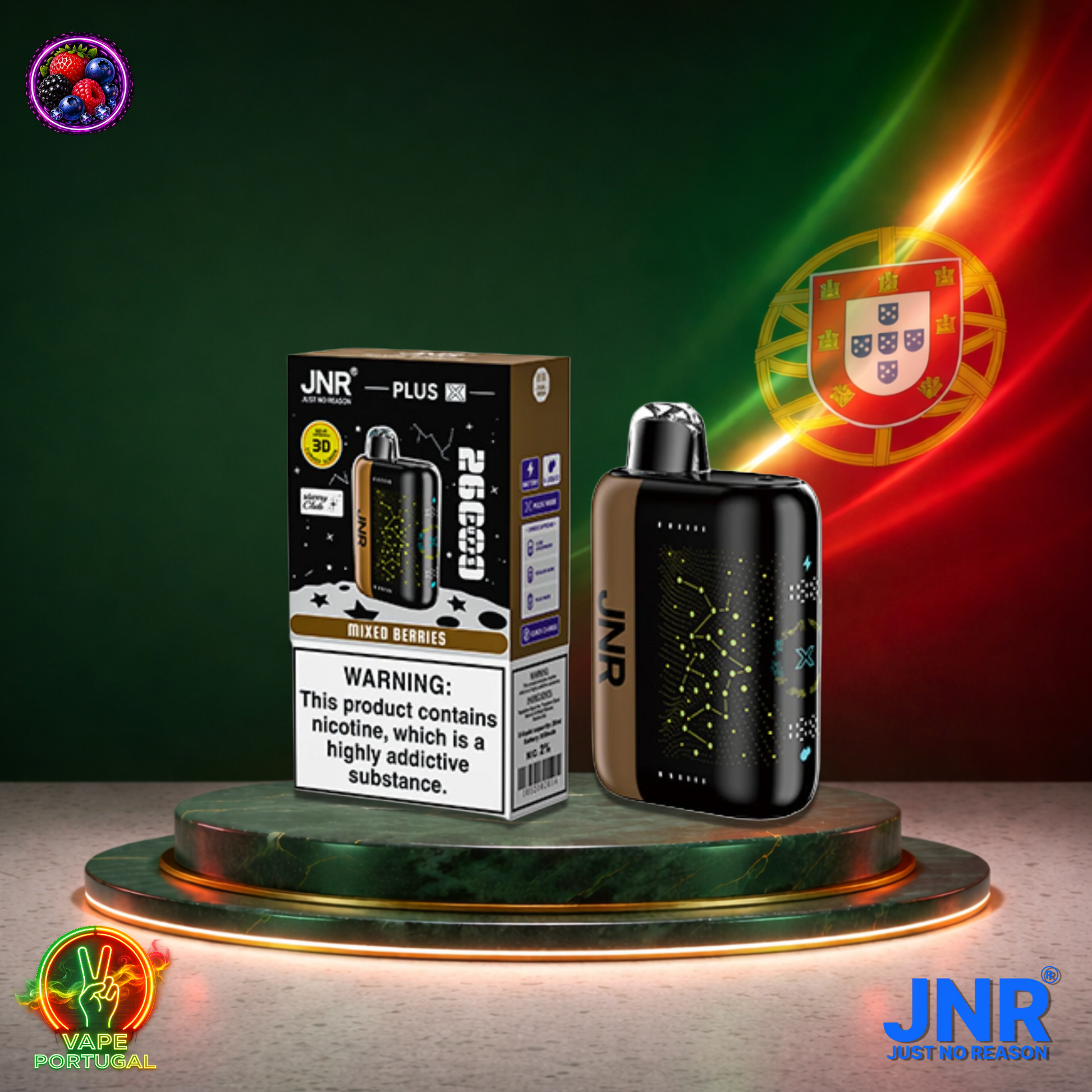 Vape descartável JNR Plus X 26K sabor Mixed Berries 26000 puffs 26K tragadas mais barato