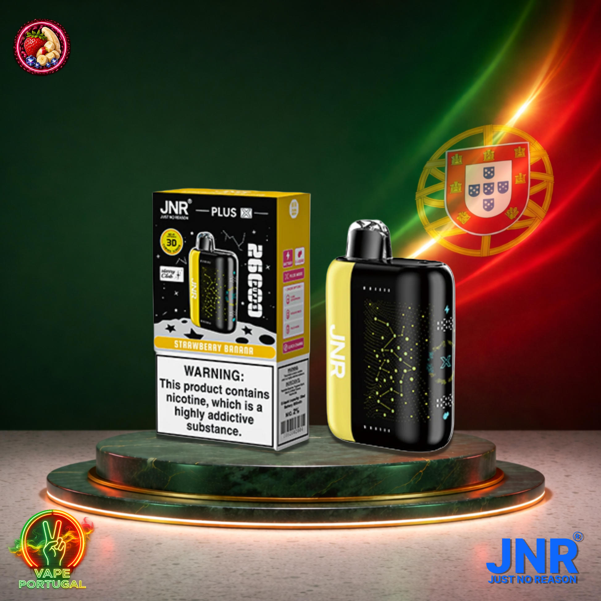Vape descartável JNR Plus X 26K sabor Strawberry Banana 26000 puffs 26K tragadas mais barato