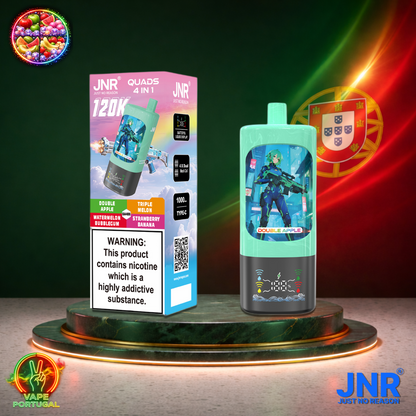 Vape descartável JNR Quads 4 em 1 120K sabores Double Apple, Watermelon Bubblegum, Triple Melon e Strawberry Banana 120000 puffs 120K tragadas mais barato