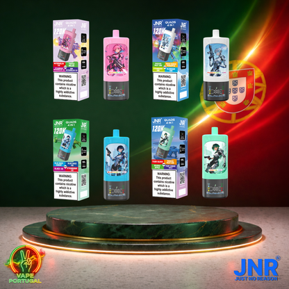 Vape descartável JNR Quads 4 em 1 120K (Vista Frontal) em vários sabores 120000 puffs 120K tragadas mais barato