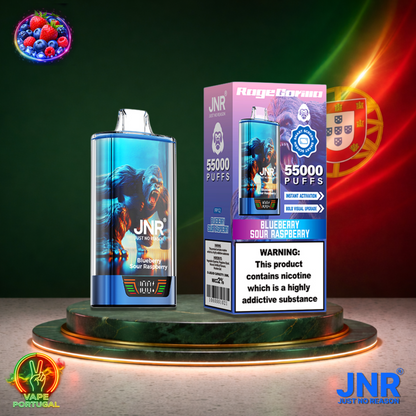 Vape descartável JNR Rage Gorilla sabor Blueberry Sour Raspberry 55000 puffs 55K tragadas mais barato