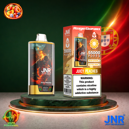 Vape descartável JNR Rage Gorilla sabor Juicy Peaches 55000 puffs 55K tragadas mais barato
