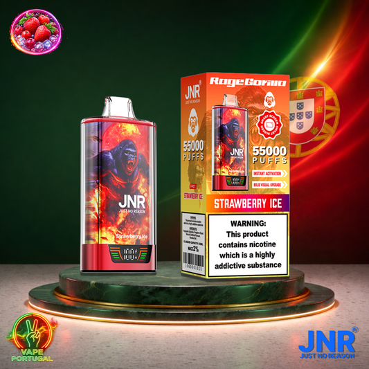 Vape descartável JNR Rage Gorilla sabor Strawberry Ice 55000 puffs 55K tragadas mais barato