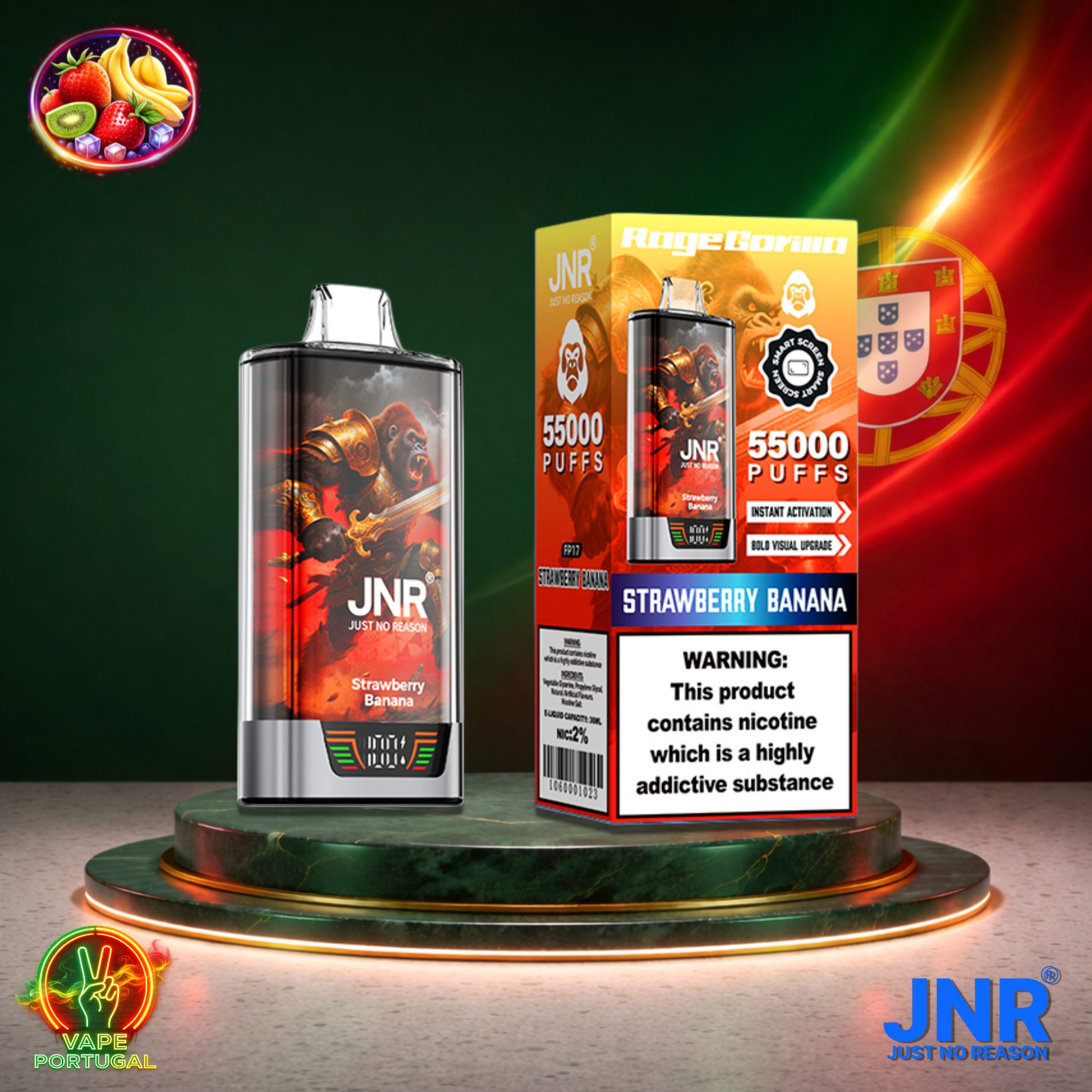 Vape descartável JNR Rage Gorilla sabor Strawberry Watermelon Ice 55000 puffs 55K tragadas mais barato