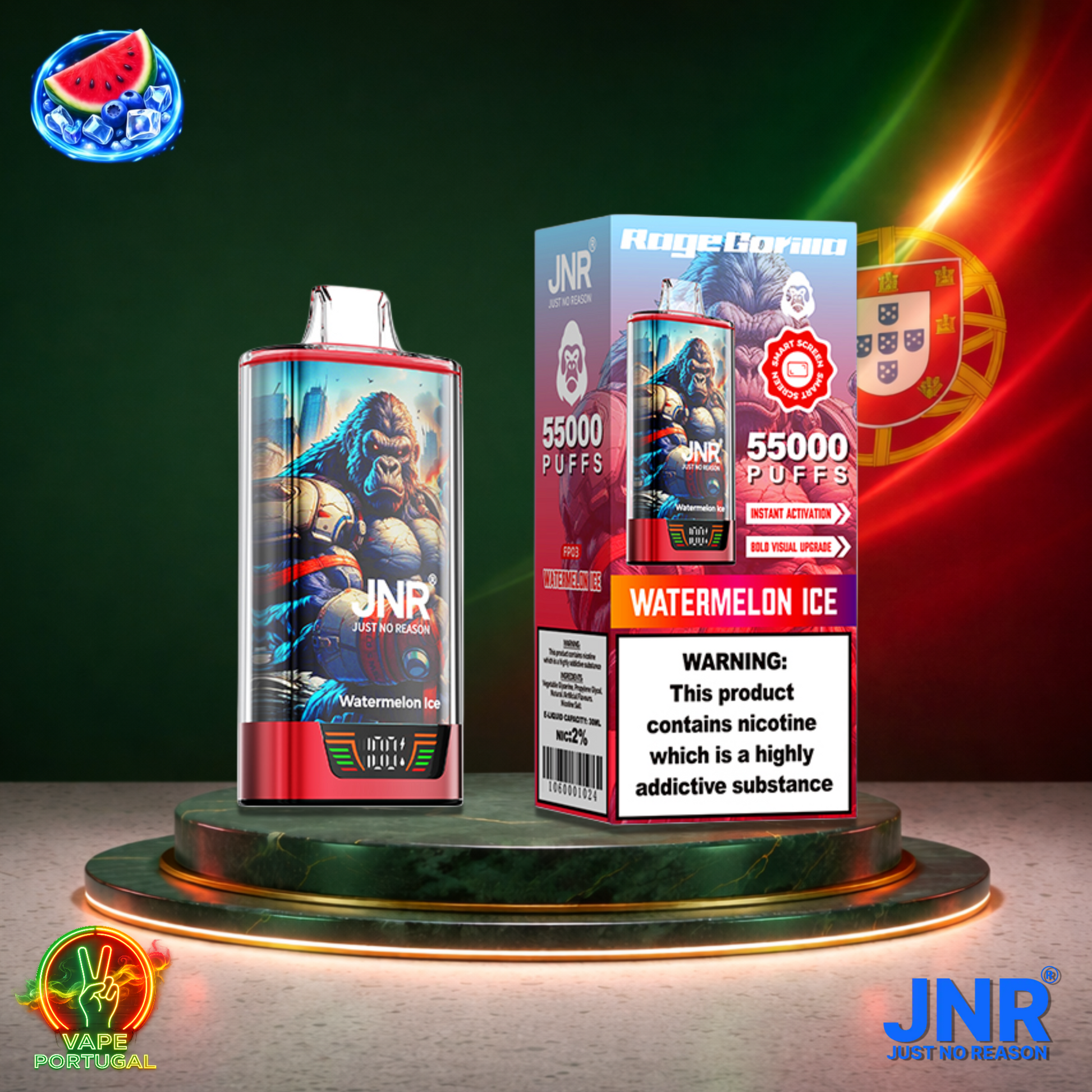 Vape descartável JNR Rage Gorilla sabor Watermelon Ice 55000 puffs 55K tragadas mais barato