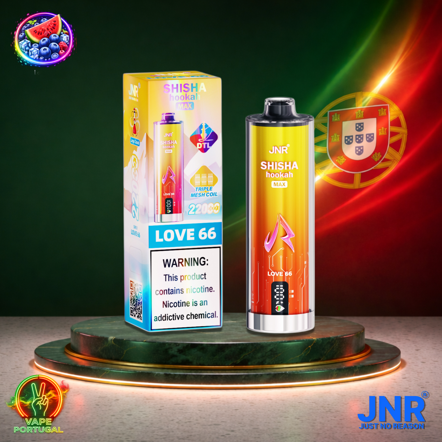 Vape descartável JNR Shisha Hookah Max 22K sabor Love 66 22000 puffs 22K tragadas mais barato
