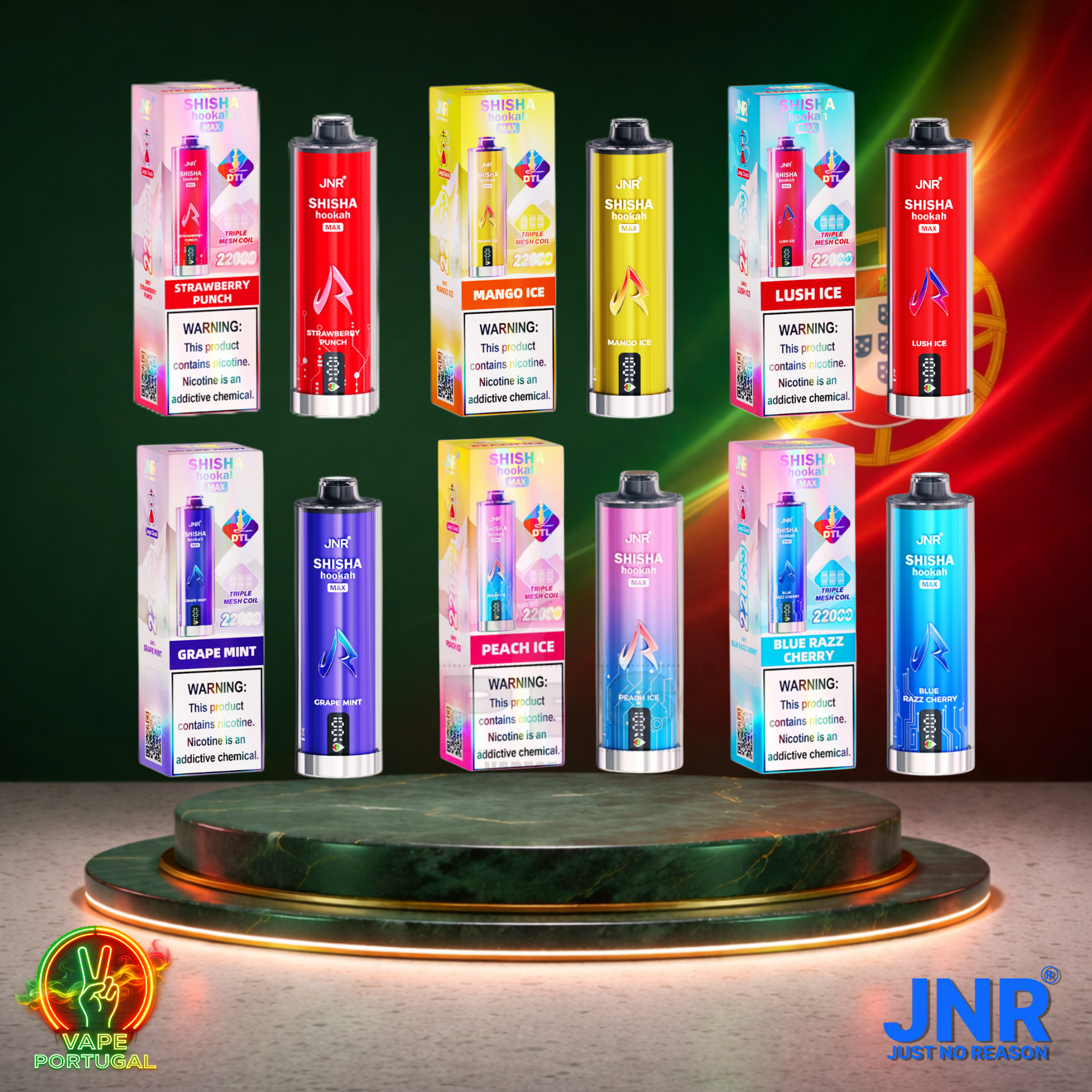 Vape descartável JNR Shisha Hookah Max 22K em vários sabores 22000 puffs 22K tragadas mais barato