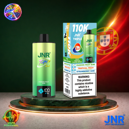 Vape descartável JNR Triple 3 em 1 110K sabores Passion Fruit Kiwi, Tropical Fruit e Strawberry Kiwi 110000 puffs 110K tragadas mais barato