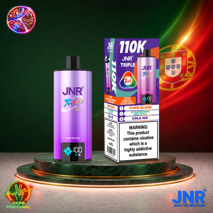 Vape descartável JNR Triple 3 em 1 110K sabores Tiger Blood, Strawberry Red Bull e Cola Ice 110000 puffs 110K tragadas mais barato
