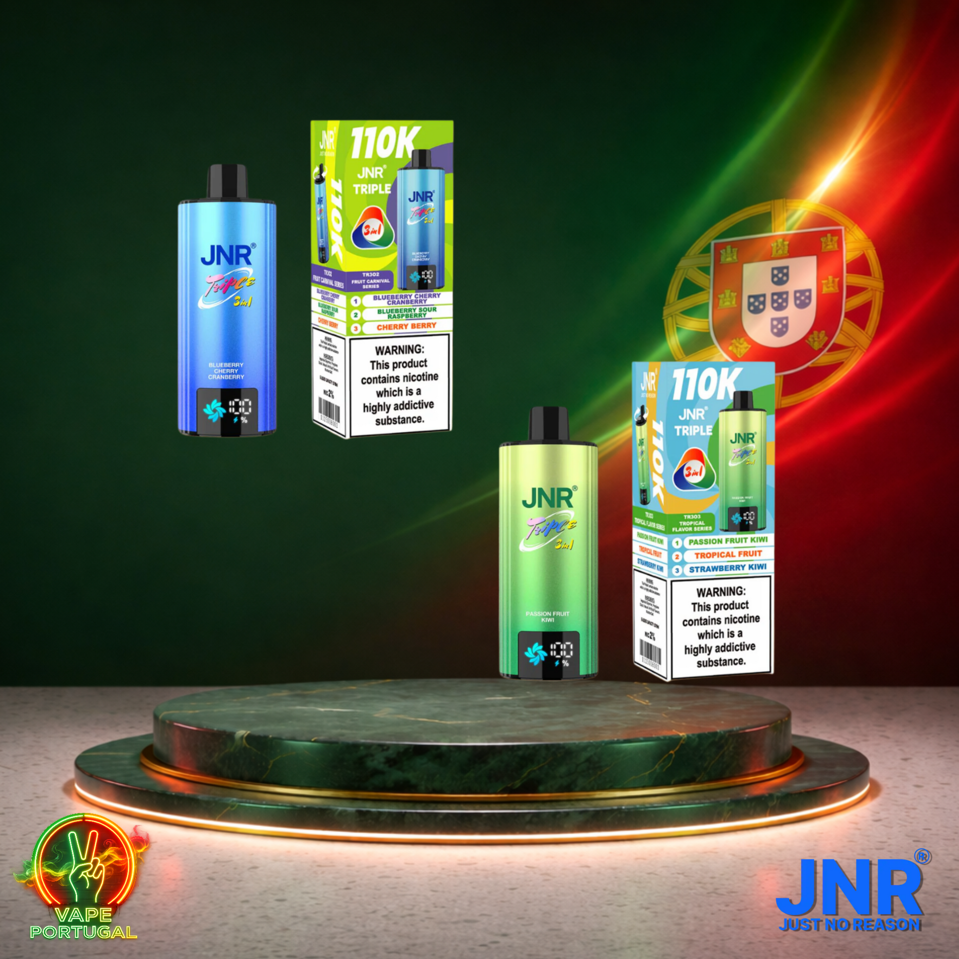 Vape descartável JNR Triple 3 em 1 110K (Vista Lateral) em vários sabores 110000 puffs 110K tragadas mais barato